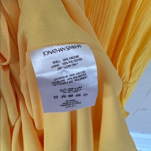 Jonathan Simkhai dress Lina Maxi yellow daffodil cut out tiered lined NEW small - Picture 8 of 8